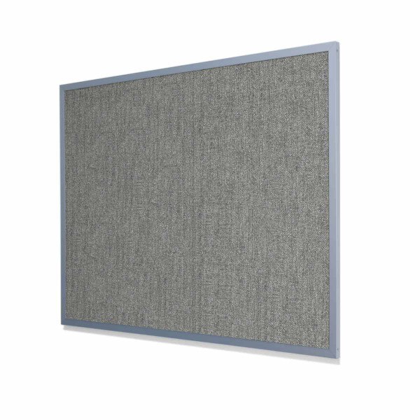 Type II Woven Vinyl Koroseal Linden II Smoke Cork Board with Heavy Aluminum Frame
